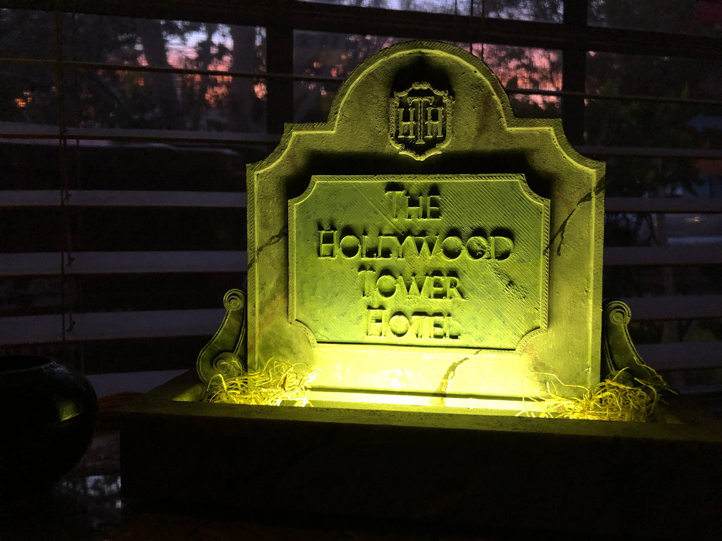 Tower of Terror illuminated hotel sign